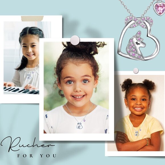 Unicorn Charm Necklace with Heart & Infinity Pendants for Christmas or Birthdays - Picture 5 of 7